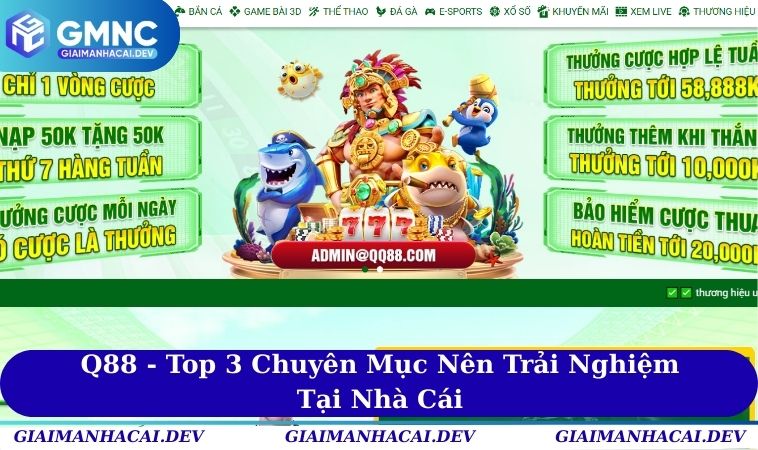 Q88 - Top 3 Chuyên Mục Nên Trải Nghiệm Tại Nhà Cái